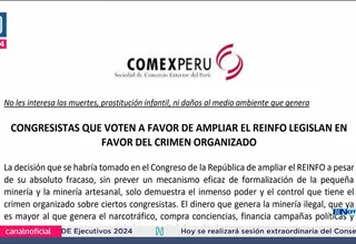 ComexPerú en contra de ampliación del Reinfo