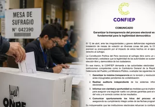 Confiep exige transparencia total en segunda vuelta electoral