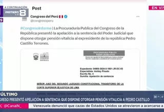 Congreso apela fallo sobre pensión vitalicia de Pedro Castillo