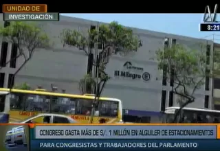 Congreso gasta más de S/ 1 millón de soles en alquiler de estacionamientos