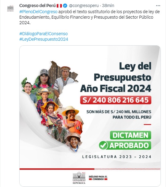 Congreso Pleno Aprobó La Ley De Presupuesto Público 2024 Canal N 2363