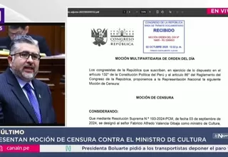 Congreso: Presentan moción de censura contra Fabricio Valencia