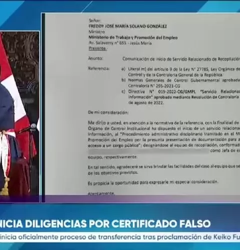 Caso ministro de Trabajo: Contraloría inició diligencias por certificado falso