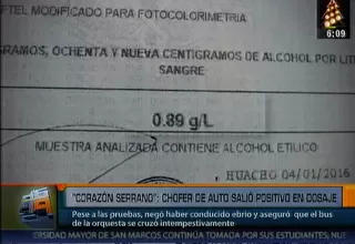 Corazón Serrano: conductor del auto que chocó a bus había bebido alcohol