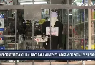 Breña: Conoce a COVITO, el muñeco que garantiza la distancia social en una bodega