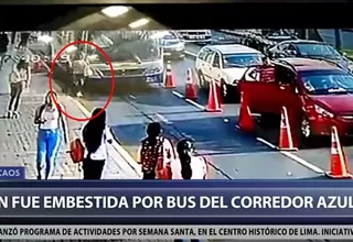 Corredor Azul: mujer comete imprudencia y es embestida por bus