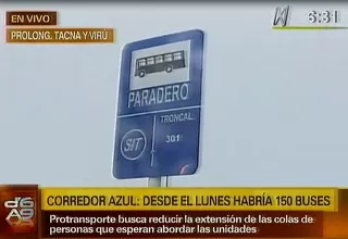 Separan paraderos de líneas 301 y 303 del Corredor Azul en av. Tacna