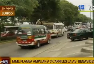 Cuestionan propuesta de la MML de ampliar a tres carriles la av. Benavides 