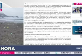 Defensoría del Pueblo rechaza cierre de la playa Agua Dulce en Chorrillos