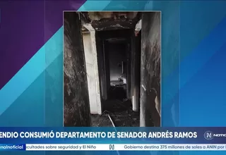 Senador Andrés Ramos Huillcas pierde sus pertenencias tras incendio en su departamento