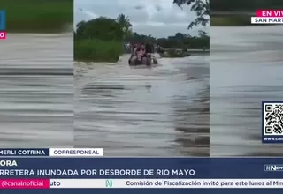 Desborde del río Mayo inundó carretera en Moyobamba