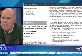 Designan a Alberto Jordán como viceministro del Despacho Viceministerial de Orden Interno