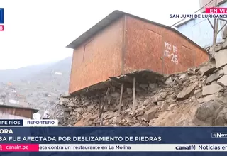 Deslizamiento de piedras afecta casa en San Juan de Lurigancho