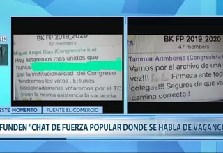 Difunden chat de Fuerza Popular donde se habla de vacancia presidencial