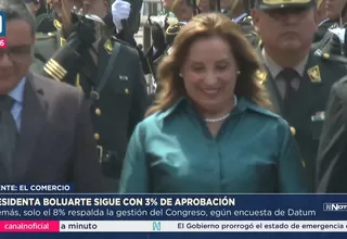 Dina Boluarte registra 3 % de aprobación, la más baja en cuatro décadas