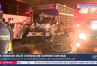 Dos heridos dejó choque de camión y bus en la Panamericana Sur