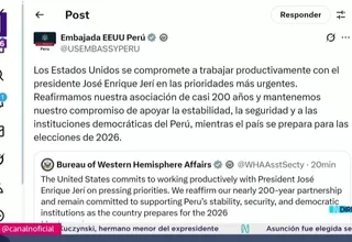 EE. UU. respalda al Perú y a gobierno de José Jerí