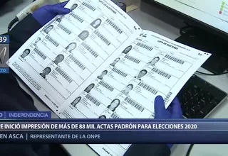 Elecciones 2020: ONPE inició la impresión de más de 88 mil actas padrón