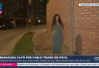 Embarazada cae al suelo por maraña de cables en calle de Surco