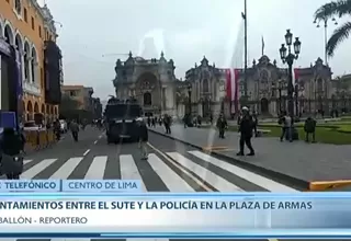 Enfrentamientos entre la Policía y profesores del Sute en la Plaza de Armas