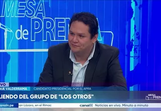 Enrique Valderrama propone shock de seguridad y descarta indultos