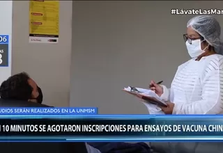 Vacuna de Sinopharm: En pocos minutos se completó meta de registros de voluntarios para ensayos 