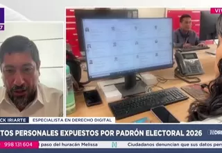 Erick Iriarte: padrón 2026 expuesto pone en riesgo la democracia