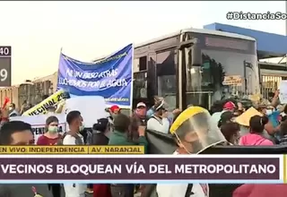 Estación Naranjal: Vecinos bloquean vía del Metropolitano exigiendo proyecto de agua potable