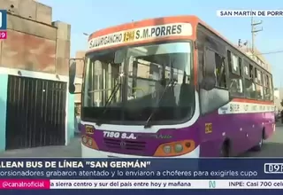 Extorsionadores balean bus en SMP y gremio amenaza con paro