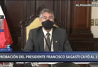 Francisco Sagasti: Aprobación del mandatario cayó a 21 %, según encuesta de IEP