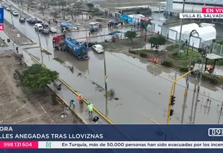 Llovizna inunda Villa El Salvador y complica tránsito vehicular