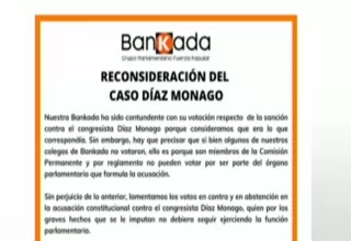 Fuerza Popular pide a sus congresistas reconsiderar votos en el caso de Freddy Díaz