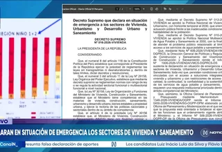 Gobierno declara en emergencia sectores de Vivienda y Saneamiento