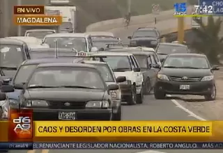 Gran congestión vehicular en la Bajada Marbella por obras en la Costa Verde