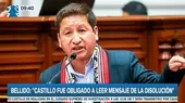 Guido Bellido: "Pedro Castillo fue obligado a leer mensaje de la disolución del Congreso" - Noticias de pedro castillo