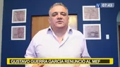 Gustavo Guerra García renunció al Ministerio de Economía y Finanzas  - Noticias de economia