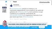 Guzmán: "Nunca pedimos ser parte del Gobierno de Pedro Castillo" - Noticias de julio