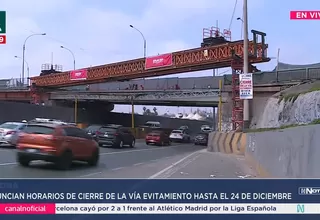 Horarios de cierre de Vía Evitamiento hasta el 24 de diciembre