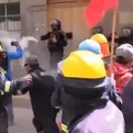 Huancavelica: trabajadores de construcción civil protestan durante ceremonia
