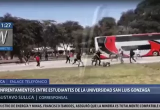 Ica: violento enfrentamiento entre alumnos de U San Luis Gonzaga por gestión del rector