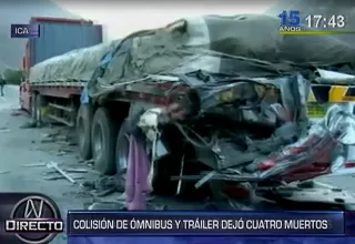 Ica: cuatro muertos dejó el choque de un ómnibus interprovincial y un tráiler 