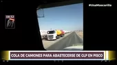 Ica: Larga fila de camiones esperando abastecerse de GLP en Pisco - Noticias de desabastecimiento-glp