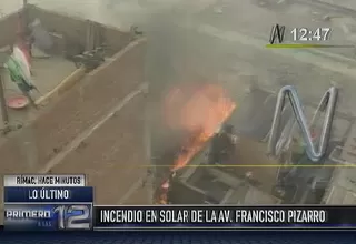 Incendio destruyó dos casas de un solar en el Rímac