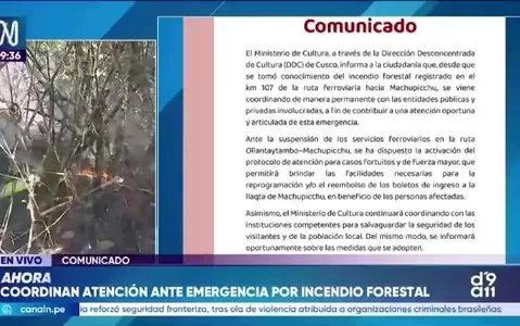 Incendio forestal obliga a suspender trenes hacia Machu Picchu y activan plan de contingencia