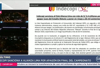 Indecopi impone millonaria multa a Alianza Lima por apagar luces