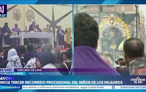 Inicia tercer recorrido procesional del Señor de los Milagros