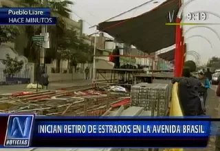 Inician desarmado de estrados en la avenida Brasil