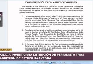 Investigarán detención de periodista luego de agresión de Esther Saavedra