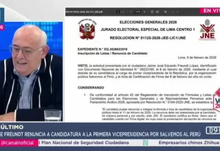 JEE Lima Centro acepta renuncia de Jaime Freundt a candidatura por Salvemos al Perú
