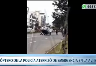 Jesús María: helicóptero de la Policía aterrizó de emergencia en la Av. Brasil